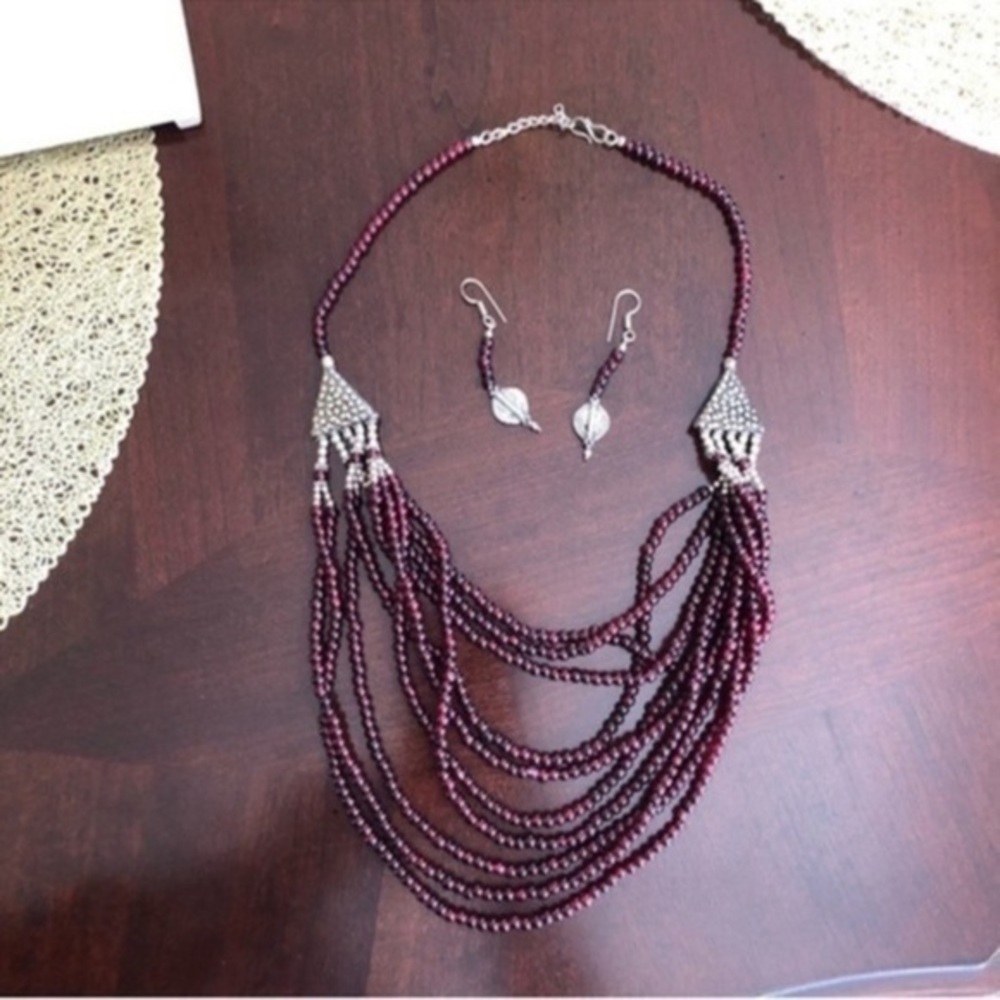 925 Sterling Silver Set Earrings + Necklace